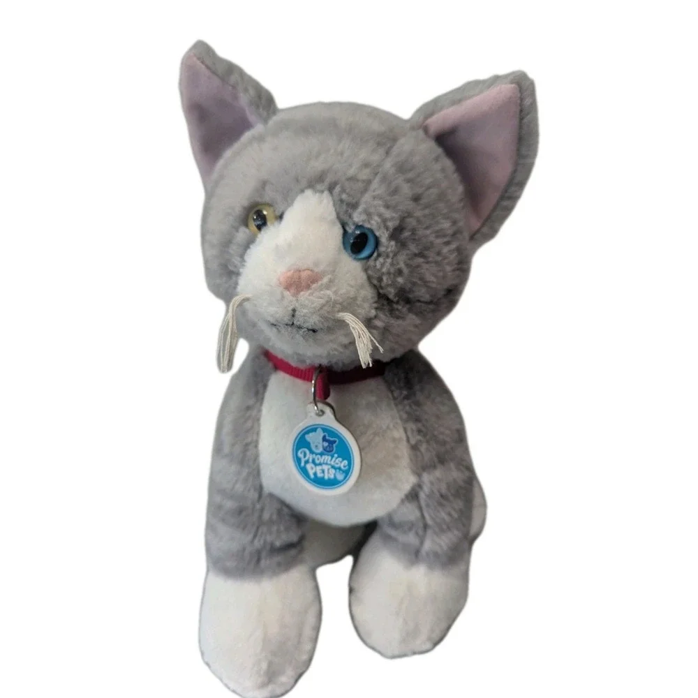 Build-A-Bear Workshop Promise Pets Grey &‎ White Cat Plush Heterochromia Eyes
